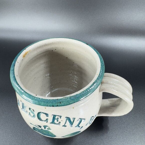 1998 La Crescent Mn Stoneware Pottery Coffee Mug Cup Gray Green Glaze Signed - Picture 9 of 16